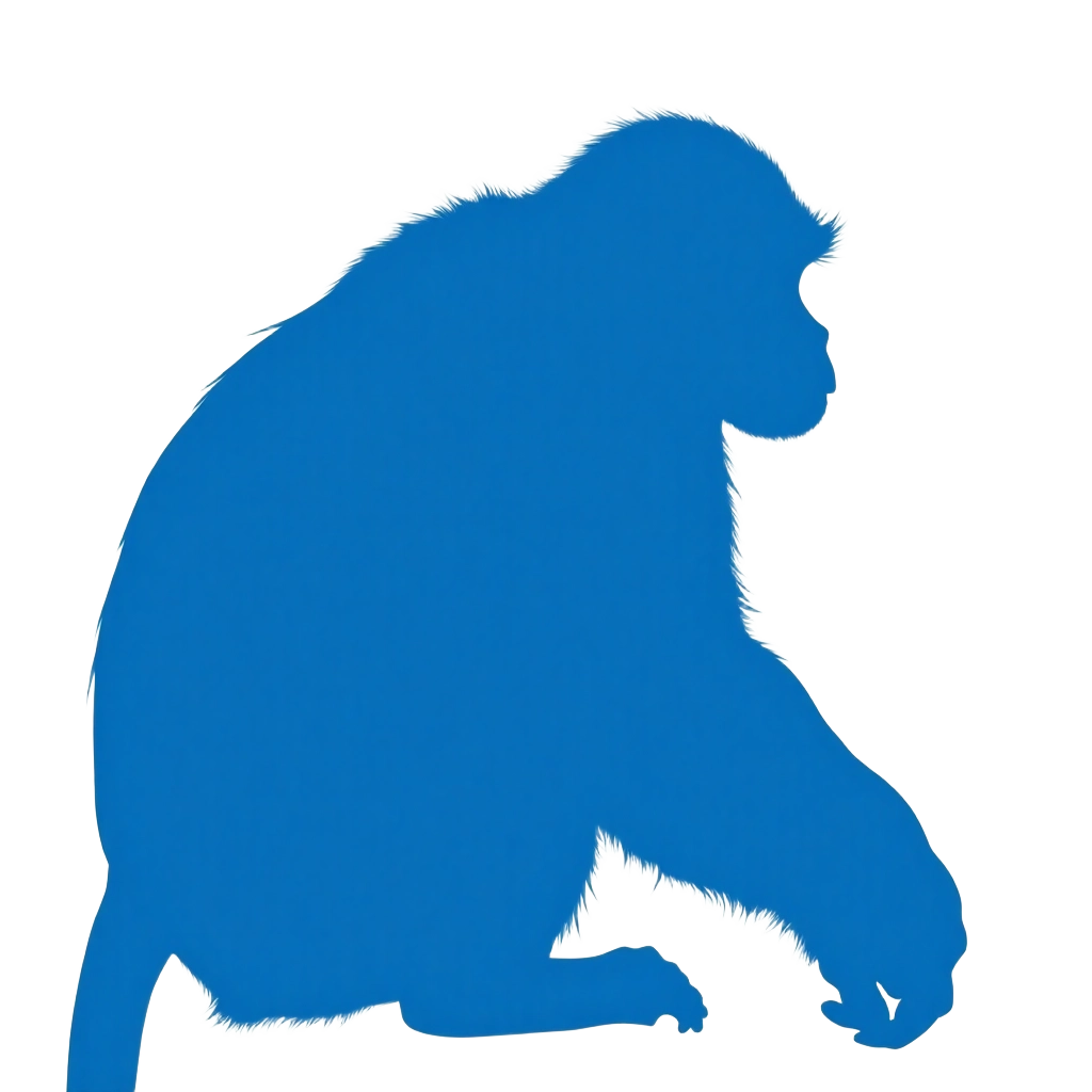 Blue Silhouette of a Monkey